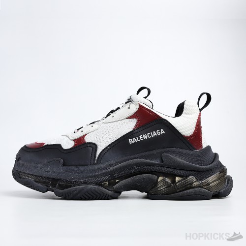 Balenciaga Faded Triple S Clear Sole Black White And Red